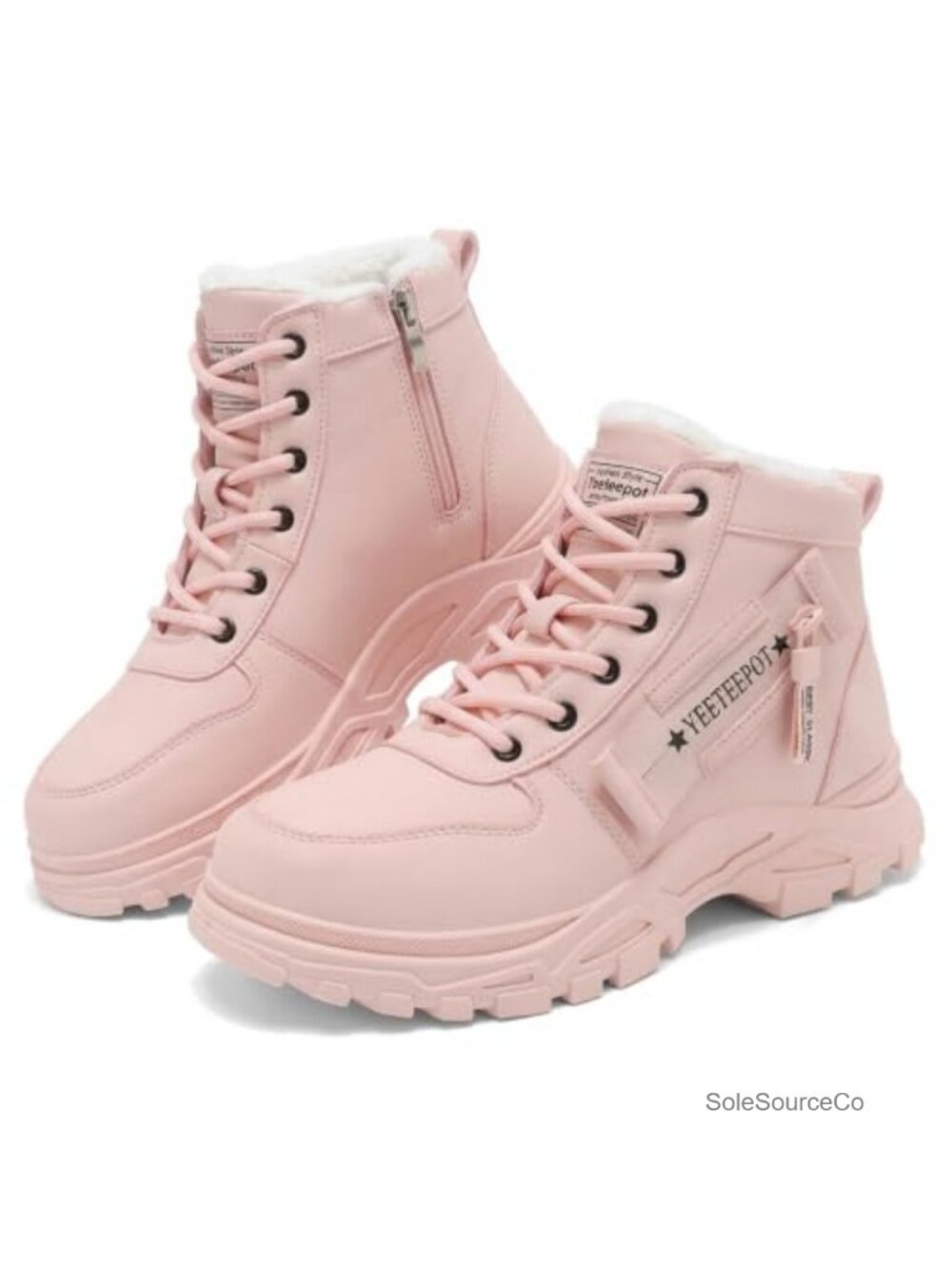Womens Winter Snow Boots Warm Plush Lined Lace Up Zip Ankle Booties